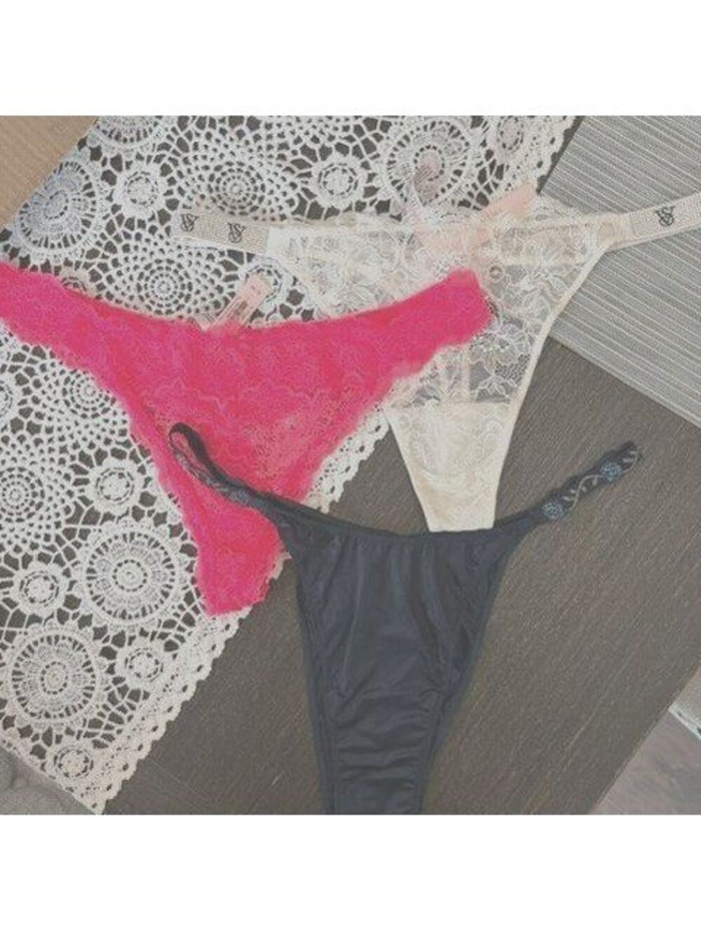 NWT Sexy Victoria's Secret V string Panties 3 pairs embellished size Medium